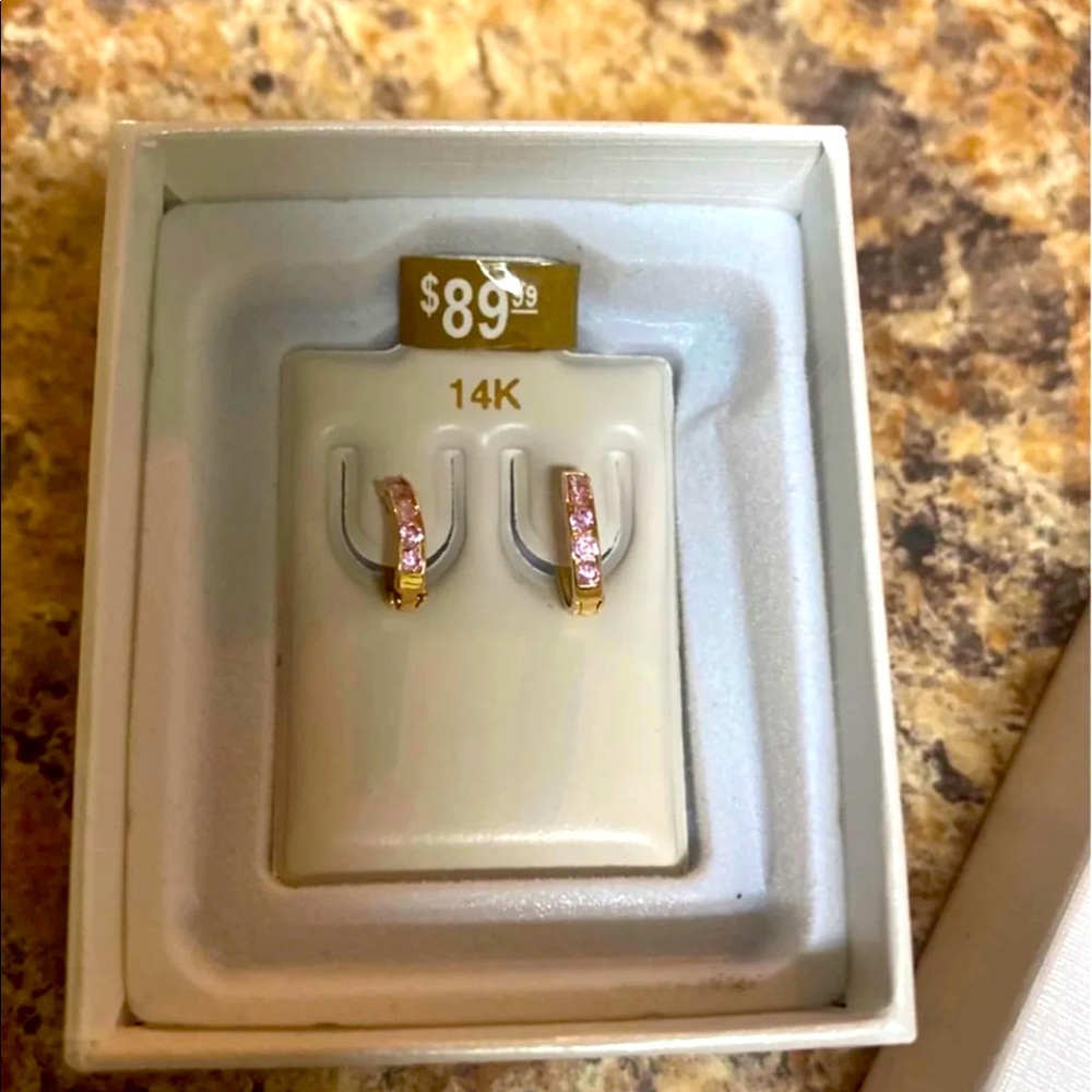 Piercing Pagoda baby 14k gold earrings